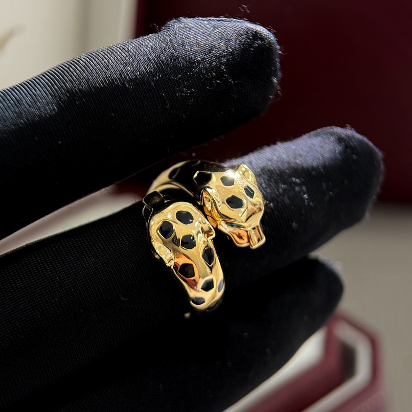 Panthere Ring sterling silver double headed cheetah ring gold plated inlaid natural emerald handmade counter quality men for women size suitable for