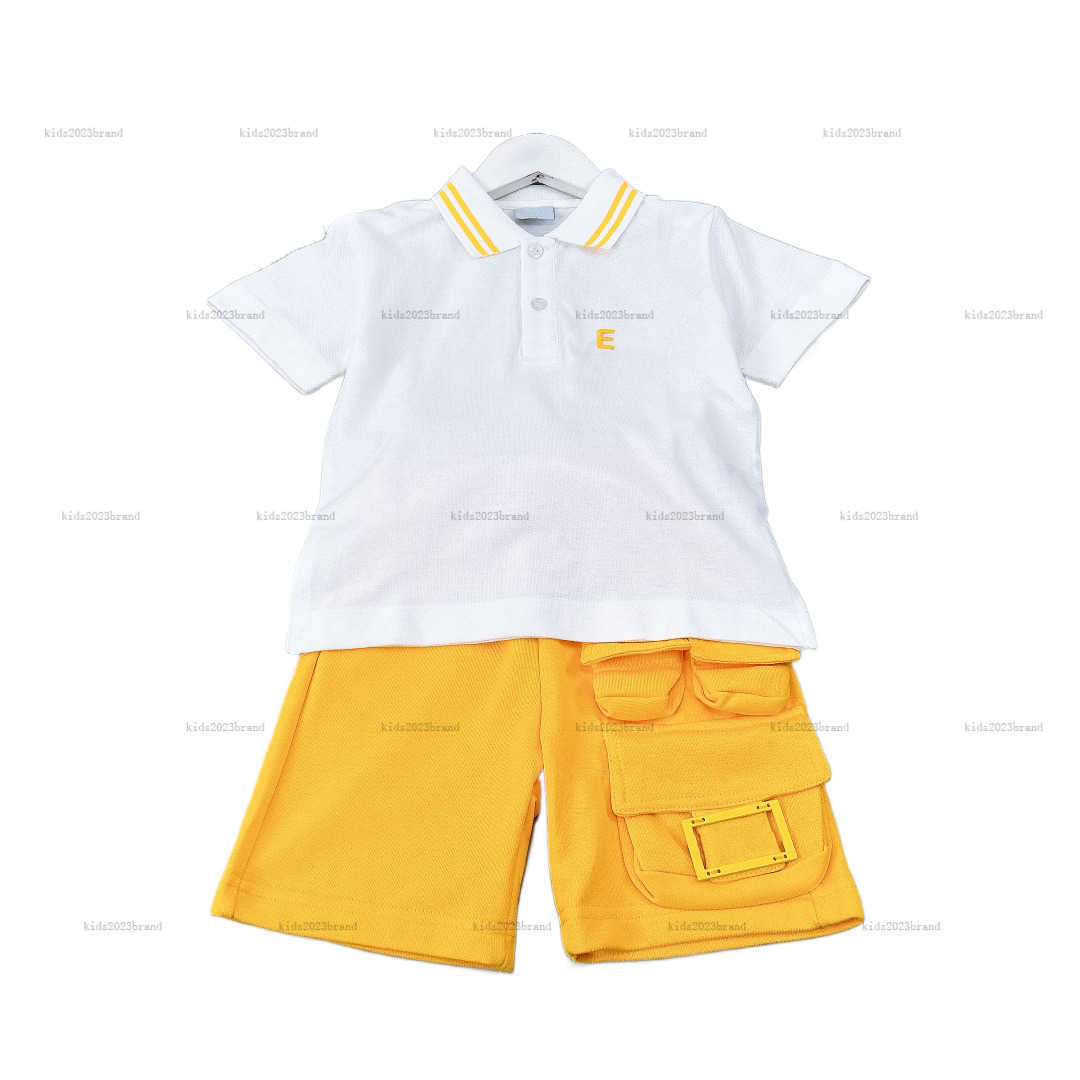 tracksuits kids designer clothes Baby Sports suit Short sleeved sets 2pcs Polo neck T-shirt and pocket embellishment shorts new product-image-897690702