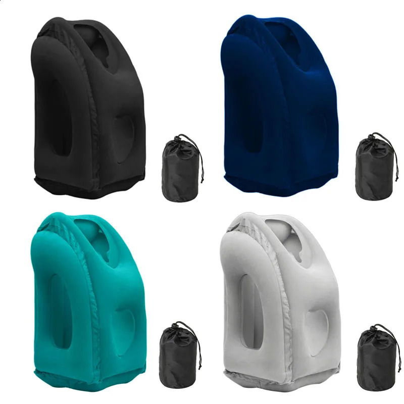Pattern Inflatable Travel Pillow Portable Chin Support Neck for Airplane Car Bus Train Office Nap Rest 240730