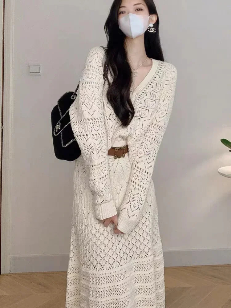 Women Sweater Winter 2 Piece Sets Elegnat Knitted Suits Female Sweaters Vintage Womens Skirt High Waist Autumn Vintage Vestidos 240731