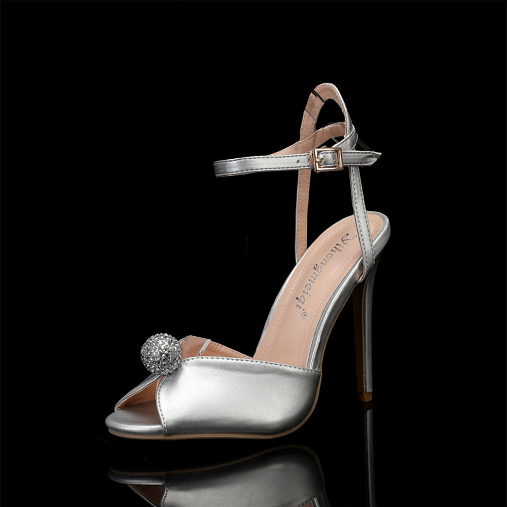 Perle High Talons Chaussures de mariage pour le banquet de la mariée Peep Toe Talons minces Chaussures nuptiales Sandales Femme Chaussures à talo