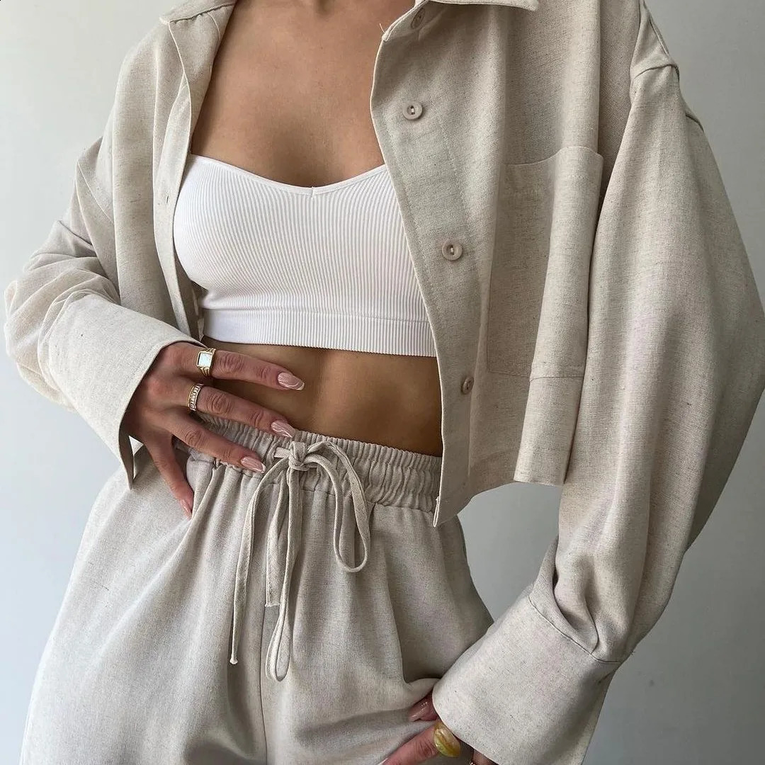 Ensemble de chemises décontractées pour femmes d'été Couleur unie à manches longues à manches à manches à manches à manches à manches à manches à