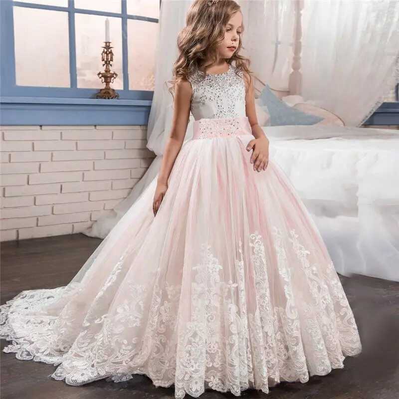2026 New Girl's Fancy Flower Long Prom Gowns Teenagers Dresses Girl Children Party Clothing Kids Evening Formal Dress For Bridesmaid Wedding To