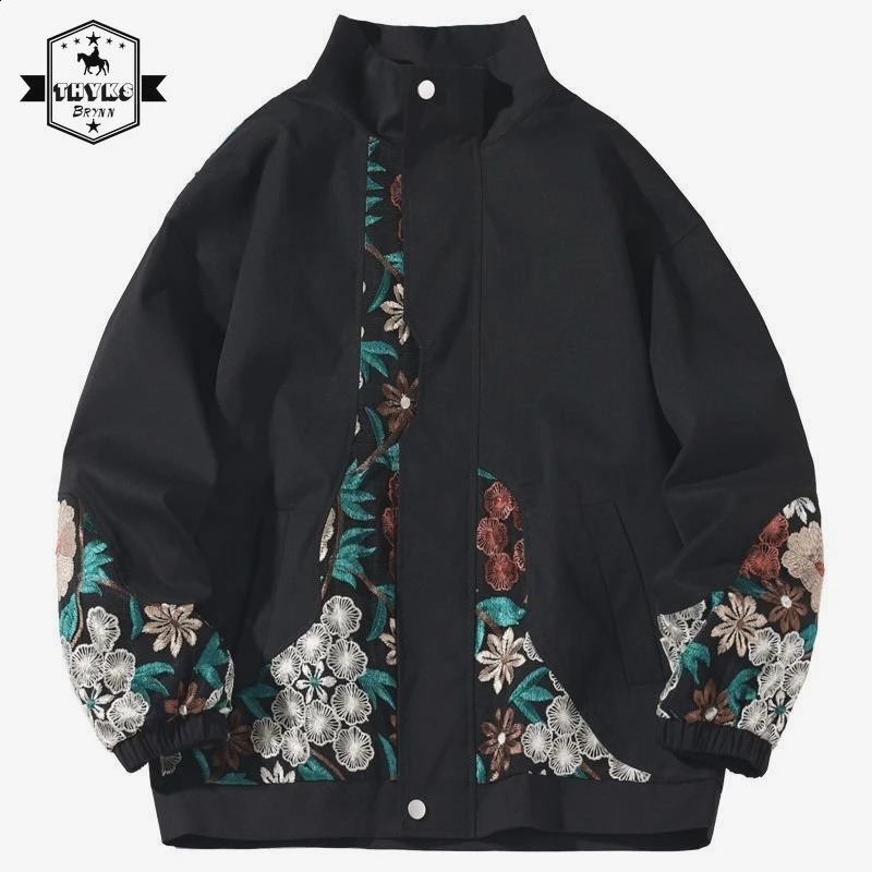 American Stand Collar Mens Jacket Spring Harajuku Bomber Jacket Casual Vintage Coat Unisex Oversize Patchwork Baseball Uniform 240731