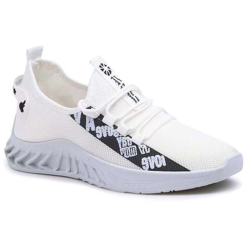 2024 Men Sneakers Low-Top Letter Print Trainers Black White Casual Tennis Travel Walk Sport Shoes