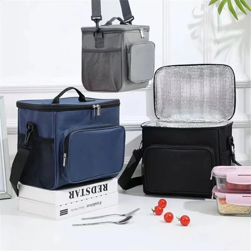 1Pcs Portable Lunch Bag Food Thermal Box Durable Waterproof Office Cooler Lunchbox With Adjustable Shoulder Strap Insulated Case 240731