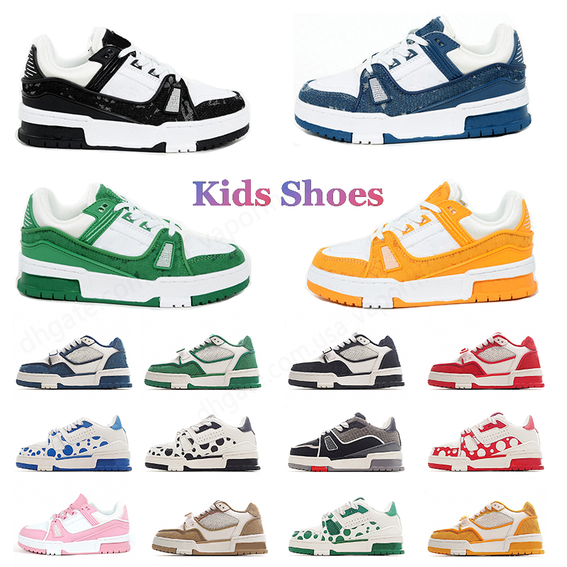 Kids Shoes Designer Skate Sneakers Casual Virgil Boys Girls Sports Luxury Calfskin Leather Breathable Kid Baby Youth Toddler Infants Sneaker Chil