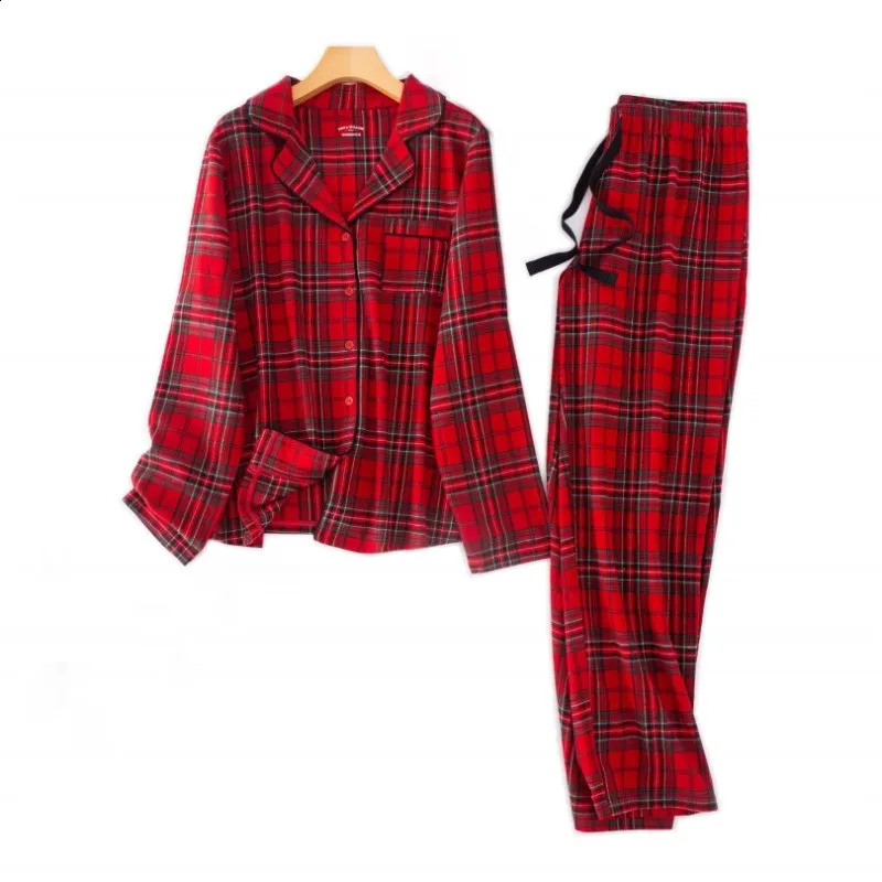 Spring Autumn Men Casual Pajama Sets Male 100% Cotton Sleepwear Suit Couples Matching Long Sleeve Turn-down Collar Shirt Pants 240731