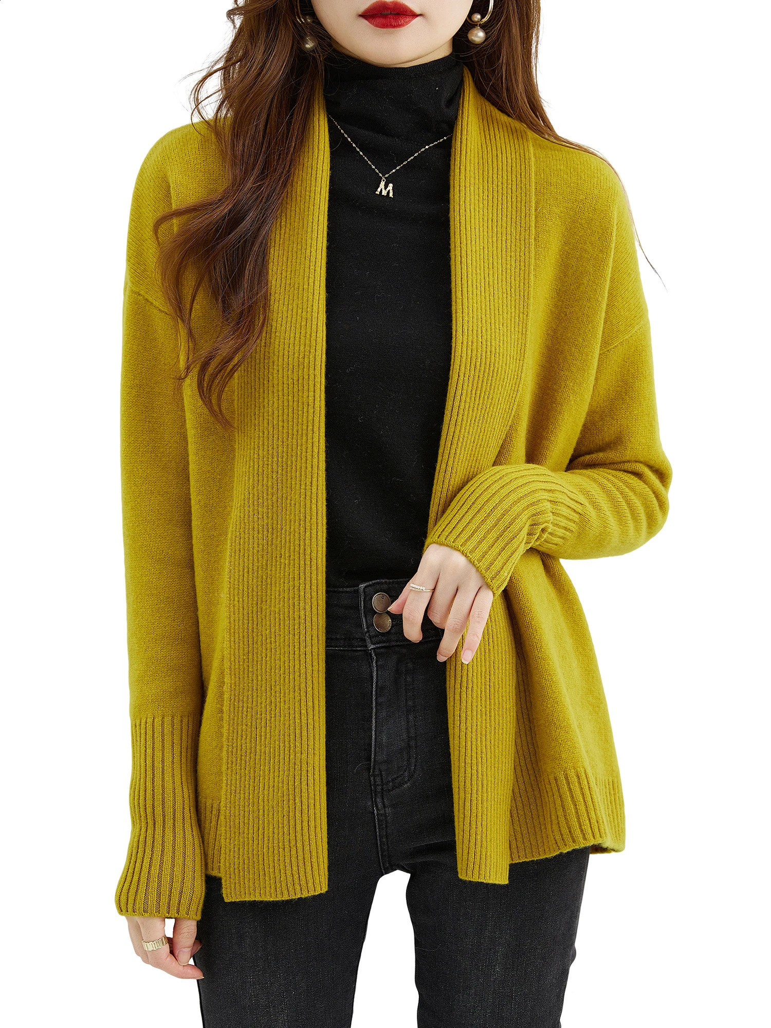 Womens Cardigans 100% Merino Wool Sweater Fall Winter Fashion Warm Soft Long Sleeve Knitted Cardigan Sweater y2k Clothing 240731