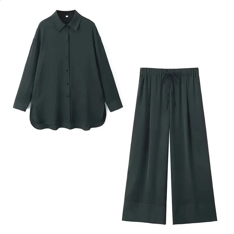 Yueyang femmes mode chemises lâches liées pantalons de taille élastique ensembles dames décontractées en deux pièces tenue chic 240731