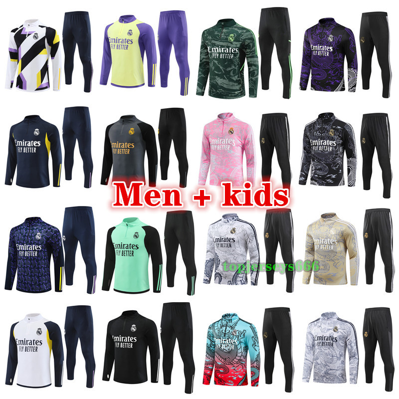 2024 2025 Real Madrids BELLINGHAM VINI JR soccer tracksuit Men and kids 23 24 25 football tracksuit training suit jogging kit chandal futbol Survetement Foot 