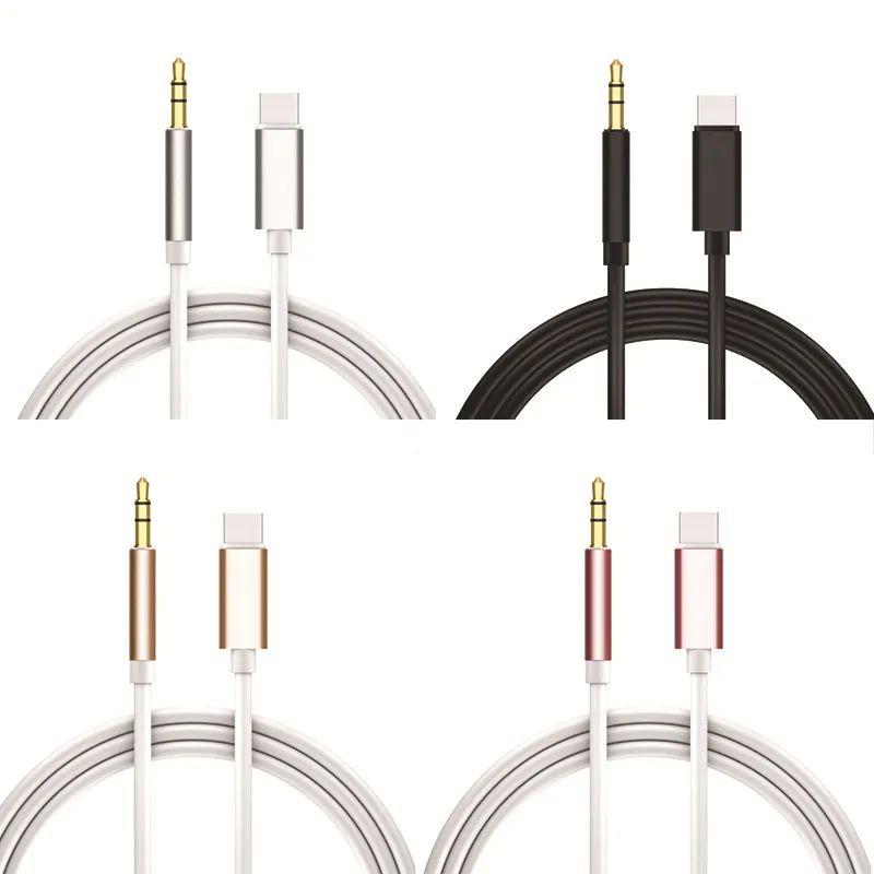 Type-C USB Cables Male To 3.5mm jack Earphone Car Stereo AUX audio Cable Cord Adapter For moblie phone with retial box