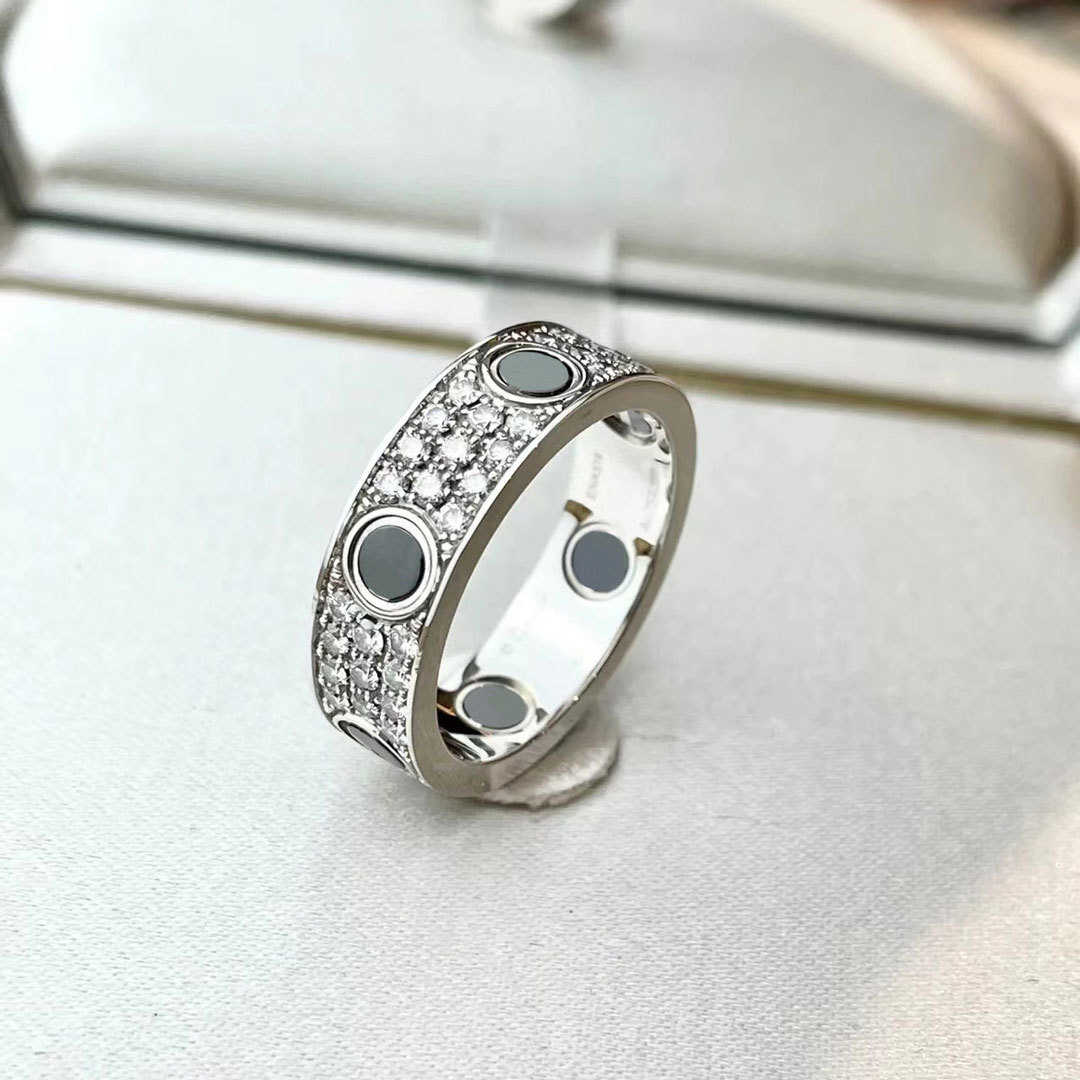 Fashion Designer Rings Women Men Diamond Ring Couple Jewelry Classic White Gold Rose Golden Color Ca Love Heart Ring High-quality Size 5-10
