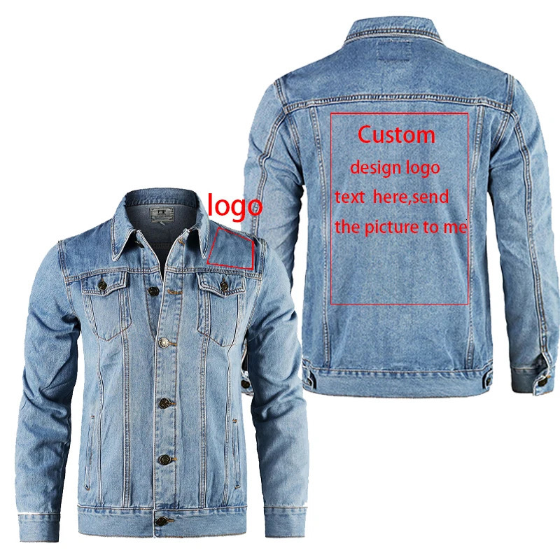 DIY Custom Denim Jacket Men Casual Lapel Single Breasted Jeans Autumn Mens Jackets coat 240321