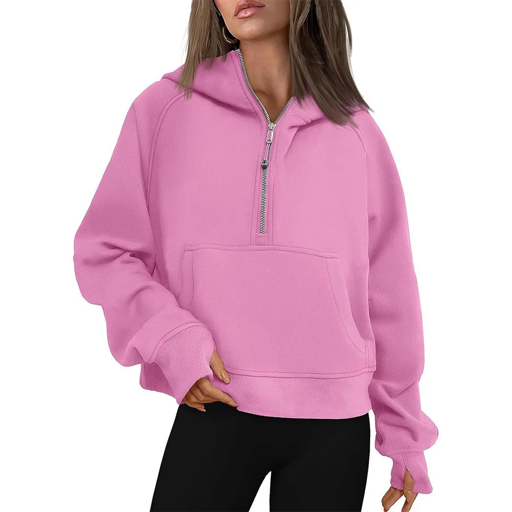 Sweats à moitié zip sweats sweats sweats à capuche coupées enlecement des femmes et les pulls pulls chute