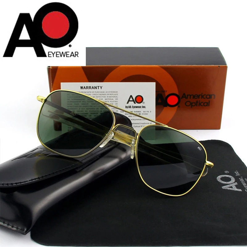 Pilote militaire de l'armée américaine de qualité supérieure Ao Sun Glasses Lens Lens Men Brand Designer conduisant des lunettes de soleil Male O