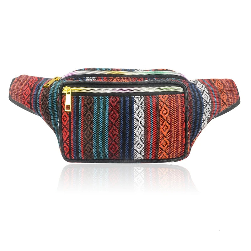 Womens ethnic fan bag retro homeless bag travel belt wallet womens fan bag 241031