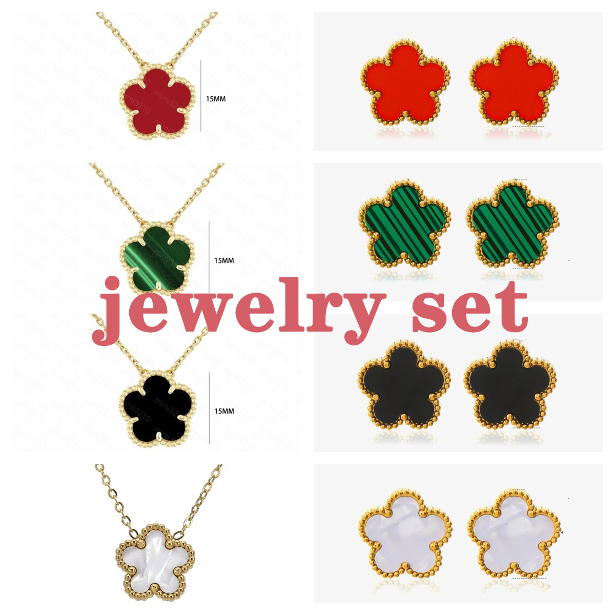 S925 necklace designer necklace necklace earring set Fashion 18K Gold Plated Stainless Steel Green Red White Black designer jewelry women necklaces