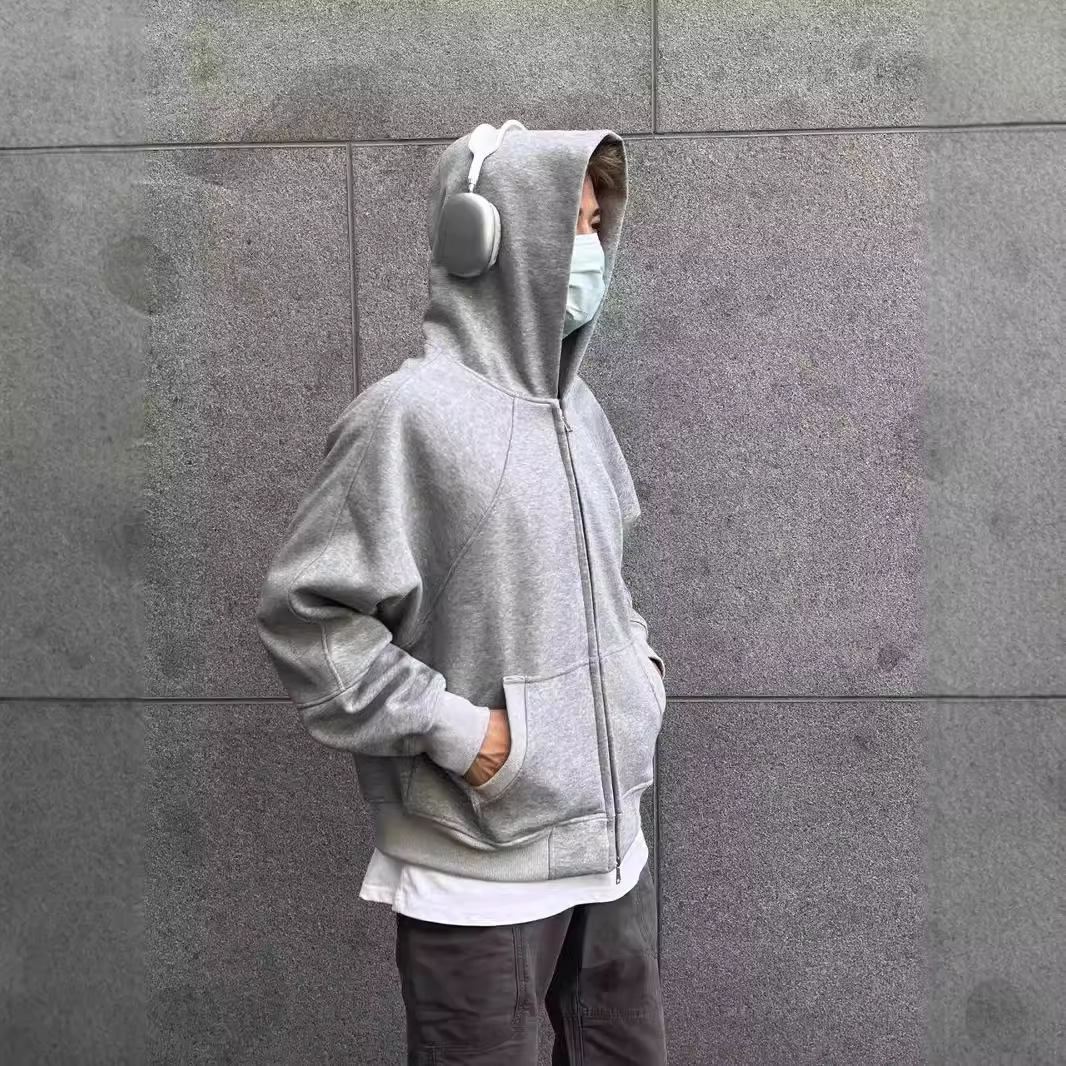 Autumn and winter cleanfit hooded sweatshirt 400g silhouette cut boxy fit loose basic solid color jacket 220902