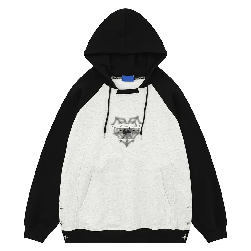 Yprs Men's Wear American Style Trendy Spider Printed Hooded Sweatshirt Oversize Couple Bf Jacket Casual Loose Fit Hoody