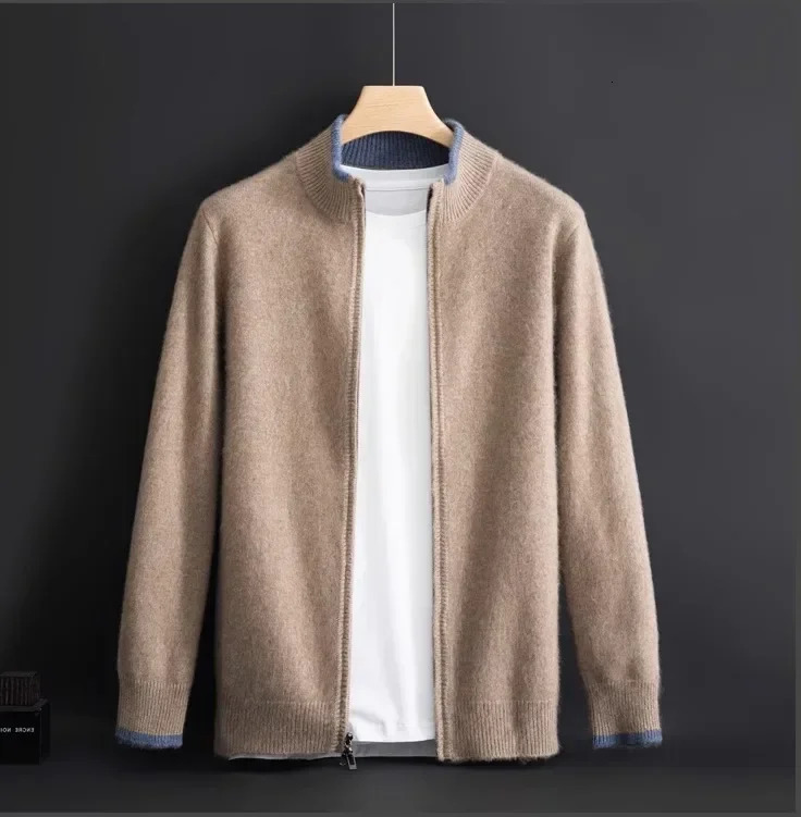 Mens autumn and winter loose cashmere sweater mens long sleeved cardigan jacket mens wool business knitted coat I06 241031