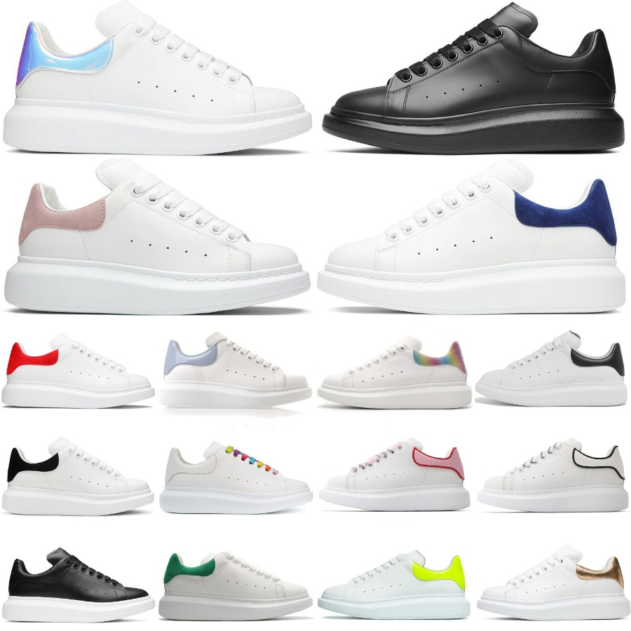 Designer Casual Shoes Platform Leather Sneakers Low Oversized Black White Blue Light Gold Red Trim Shock Pink Grey Teal Glitter Orange Suede Mens