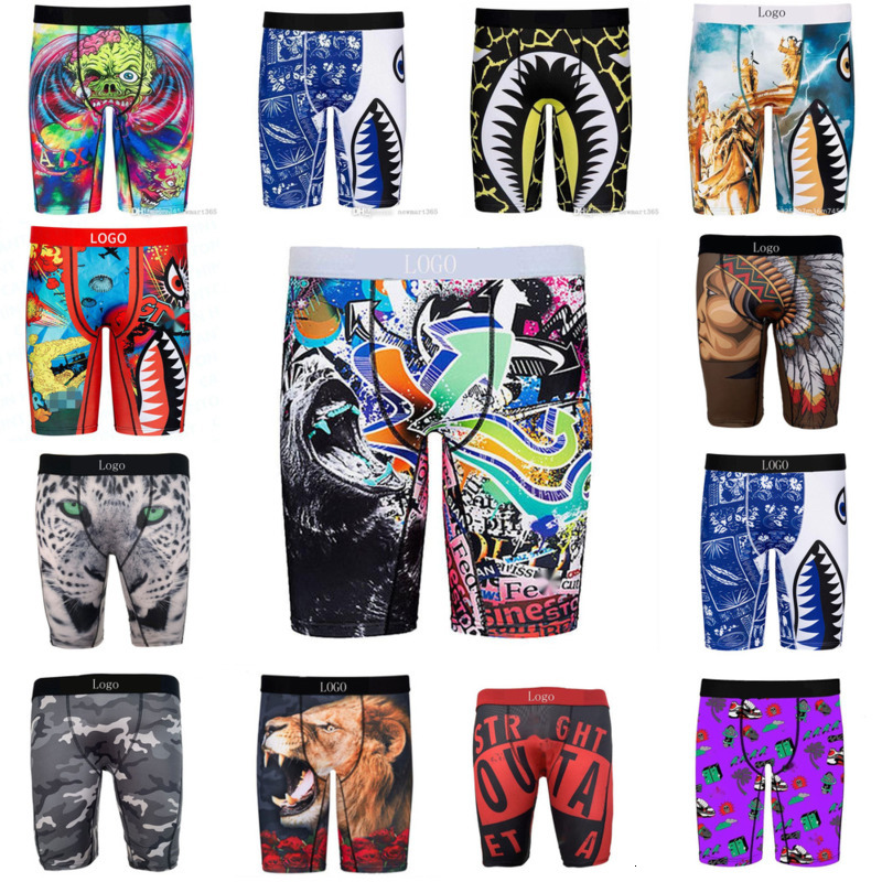 Mens Multicolor Underpants Sports Tight Quick Drying Printed Shorts Elastic Beach Underwear Brand Breathable Boxer Pants-image-848258083