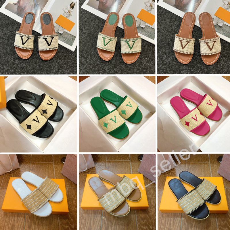 Designer Flat Slippers Luxury Slippers Women's Embroider Sandal Fashion flip flop Letter Slipper for Women Summer Beach Slide Ladies Low Hee-image-958991378