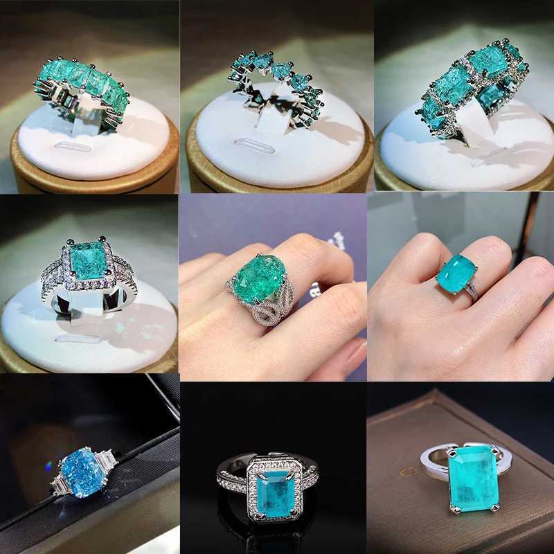 Anneaux de bande 2022 nouvelle mode aigue-marine topaze Paraiba gemmes Couple anneaux femmes Jade saphir cadeaux de fiançailles bijoux