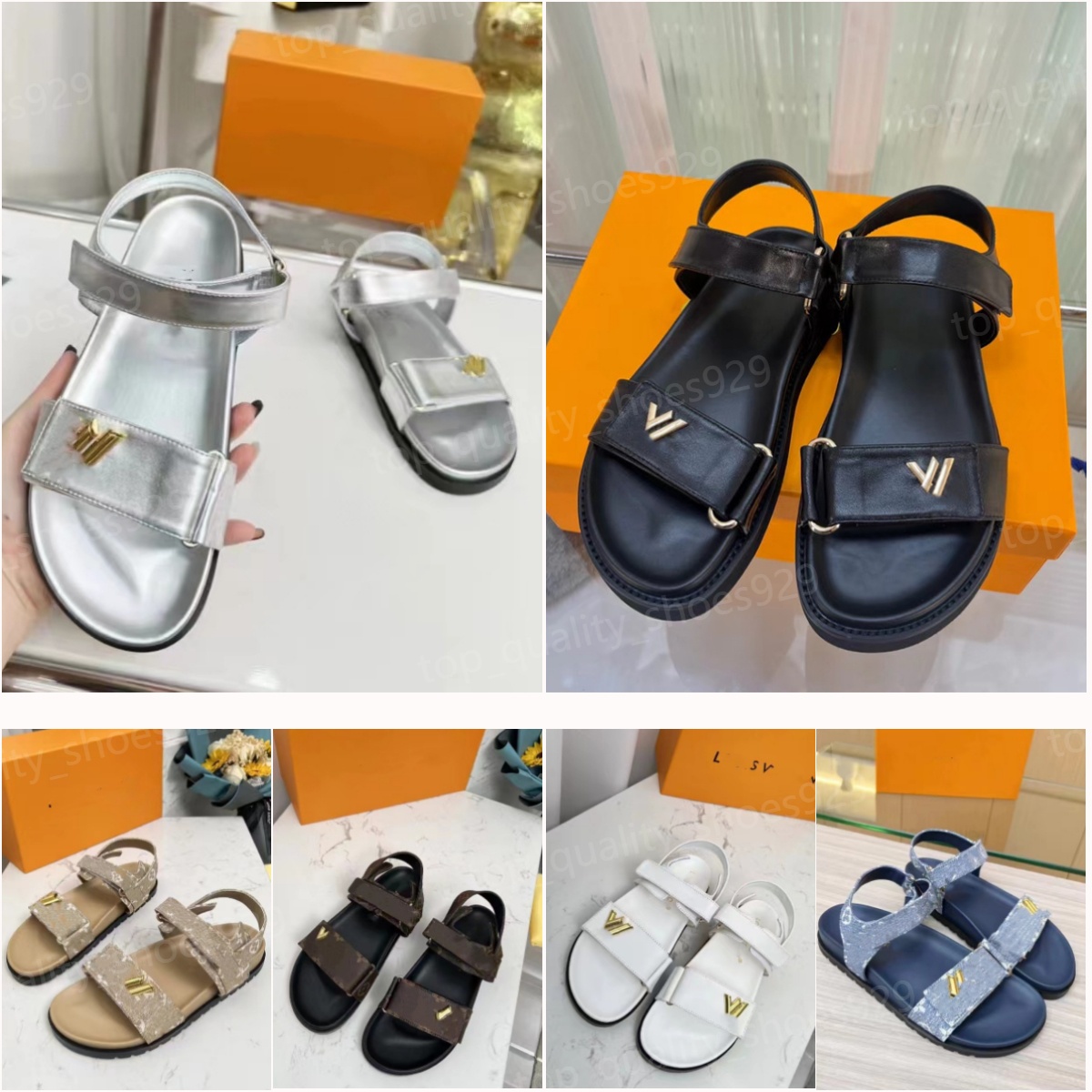 Sunset Flat Comfort Sandals famous designer women sandles gold-tone chypre leather luxury sandals for women tory designer shoes woman sandal with-image-959394005