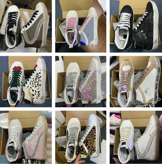 Les créateurs de mode fabriquent de vieilles chaussures de sport sales, des chaussures décontractées Goldenlys Gooselys avec une texture métalliq