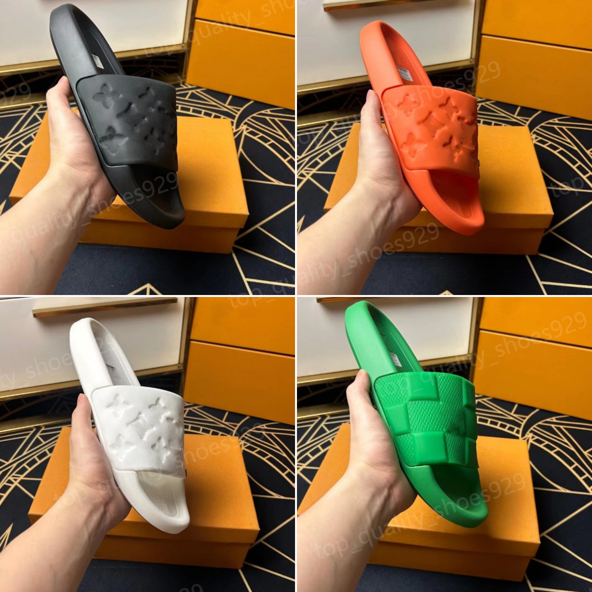 New 9model Thick Sole Slides Men embossed letter Sandal Platform Bathroom Home Slippers Men Soft Sole Eva Indoor Slides Female Sandals Non-slip w-image-959334391