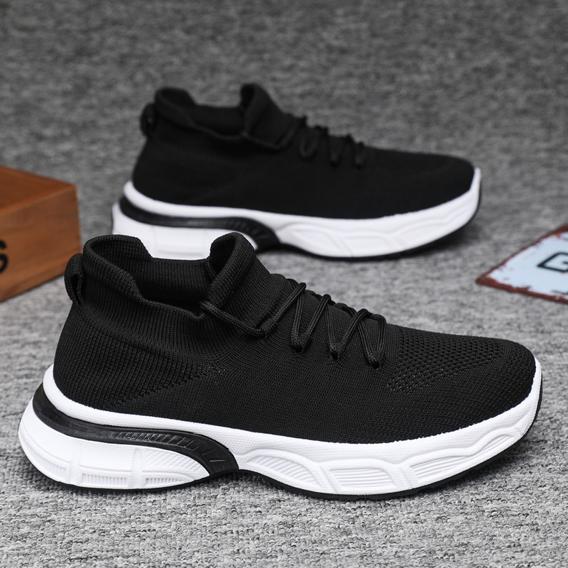 Designer Sneakers Mens Running Shoes Black White Grey Knit Breathable Fashion Comfortable Hiking Soft Sport shoe Mens Trainers-image-861220475