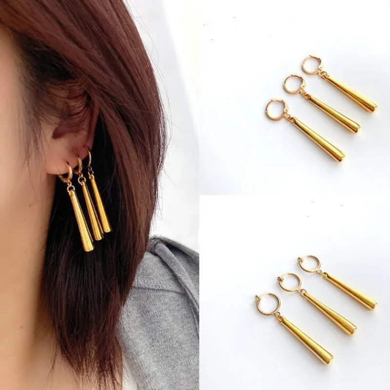 Charmsmic 3Pcs/Set Anime Zoro Earrings Ear Clips Gold Color Small Geometric Non-pierced Jewelry Hot Sell Wholesale