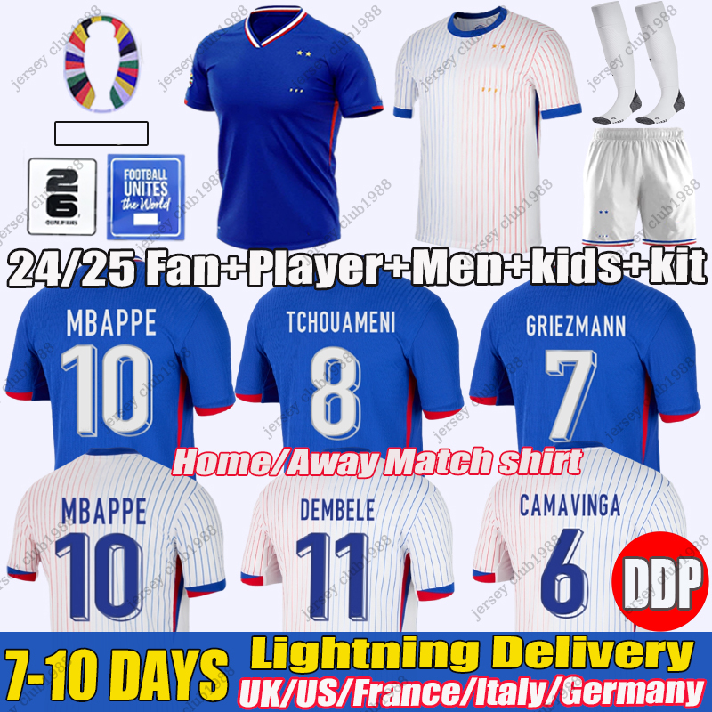 maillot fff French Home jersey 24 MBAPPE soccer jerseys DEMBELE COMAN SALIBA KANTE Maillot foot equipe Maillots GRIEZMANN kids kit French Fans player football shirt 