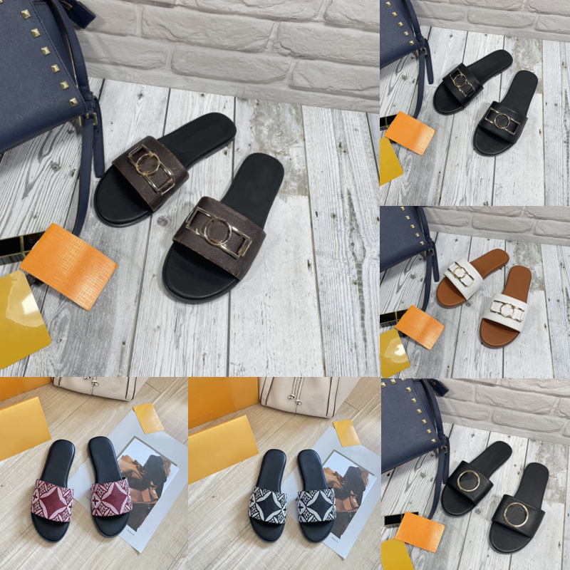 Luxury Designer Slippers Lock It Women Slippers Leather Sandals Fashion Ladies Beach Flats shoes fuzzy slipper Plush slippers with metal accessor-image-959266177