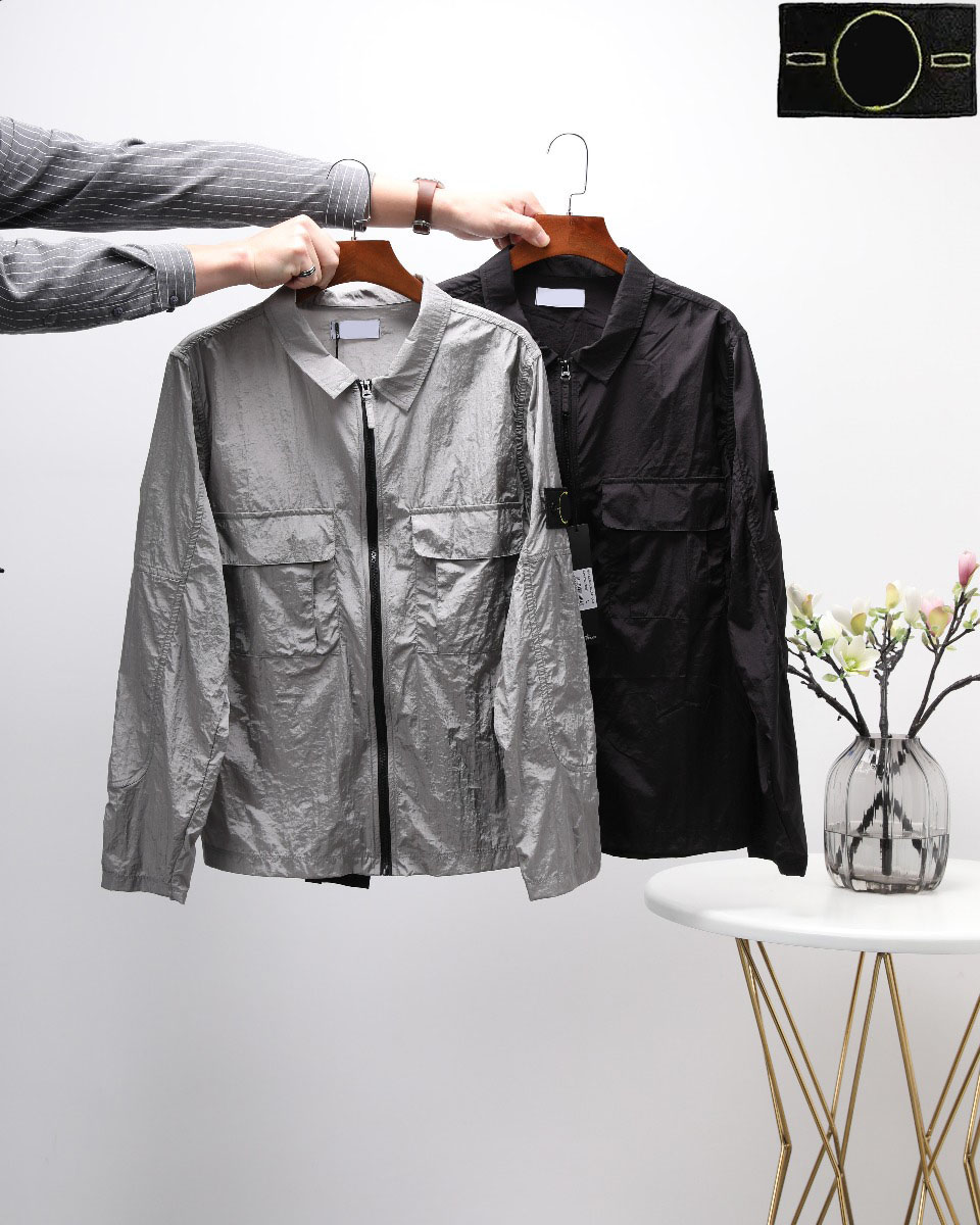 tOP quality Stone shirt island men jacket Mens designer jackets classic street fashion coat hoodie men nylon material Embroidery Pattern Arm detacha