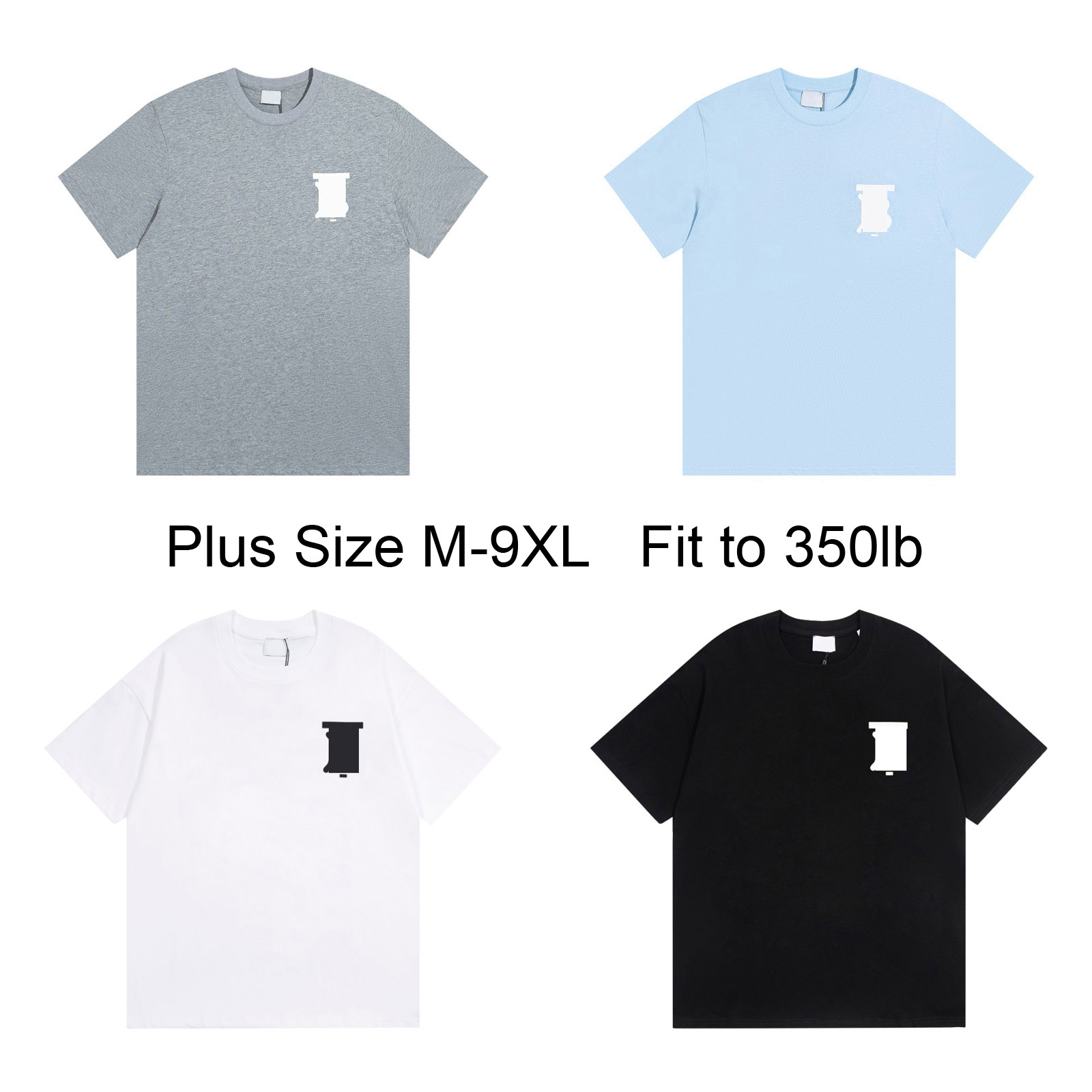 Summer Men's puls t shirt tees crew neck black white men women casual designer t shirt clothing street shorts sleeve clothes shirts 6XL 7XL 8XL
