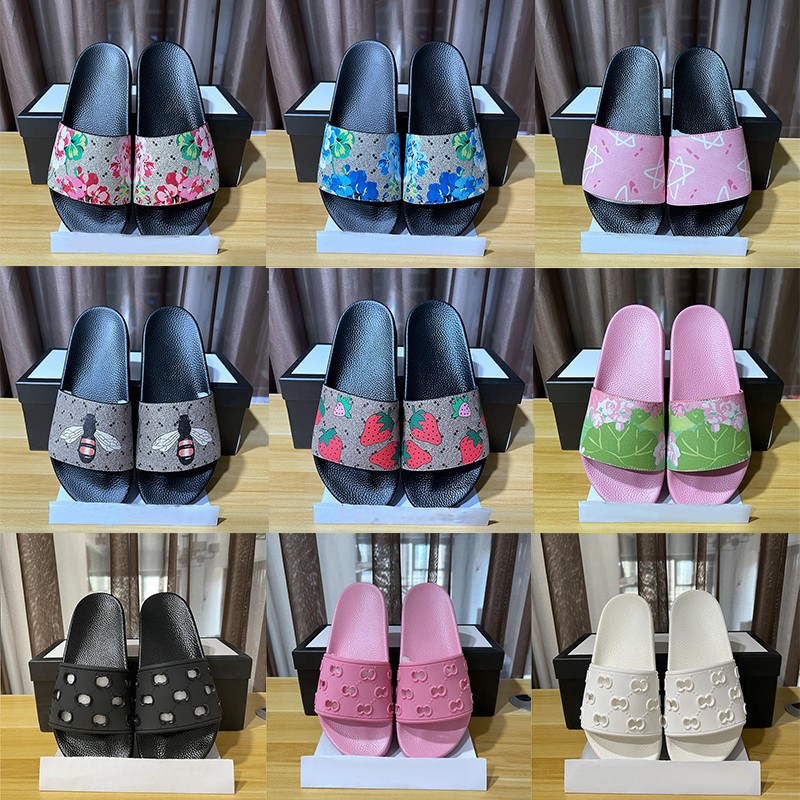 Fashion Designer Sandals Mens Womens Floral Animal Prints Slides Red Blue Pink Black Cloud Bottoms Slippers Flat Rubber Mules Flip Flops Beach Shoes