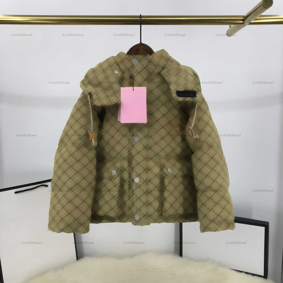 New baby down jacket Grid logo full printing kids coat kids designer clothes winter Orange lining boys girl Outwear-image-1030006117