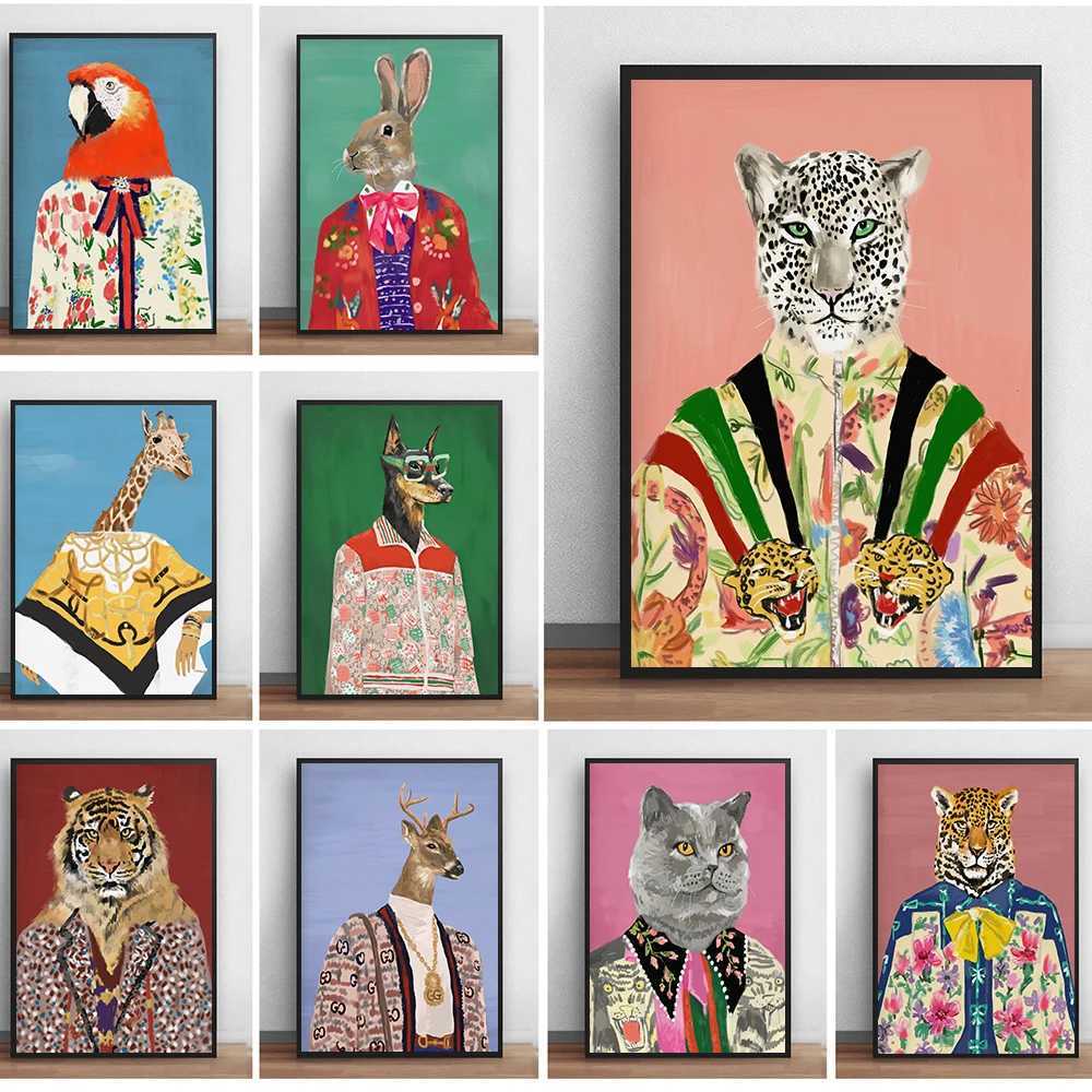 Luxury brand animal canvas fashionable leopard and tiger portraits posters and prints Nordic living room wall art images Y241104-image-1030481805