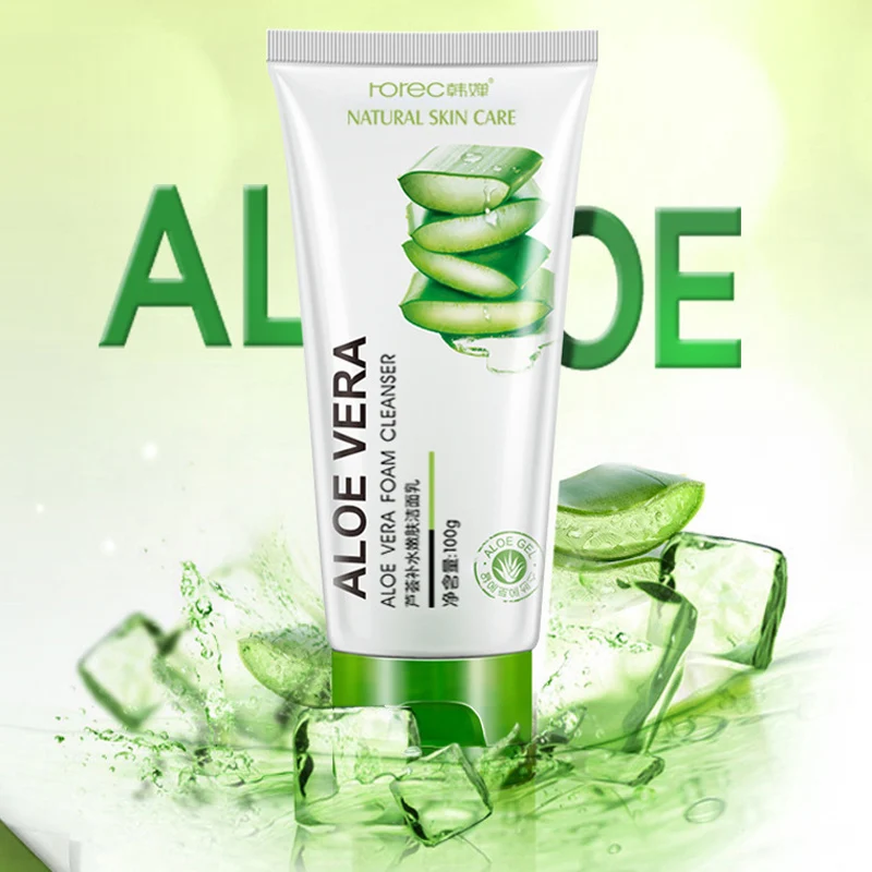 Aloe Facial Foam Cleanser Gel Deep Pore Cleansing Remove Blackheads Face Wash Skin Care MH88-image-1054390473