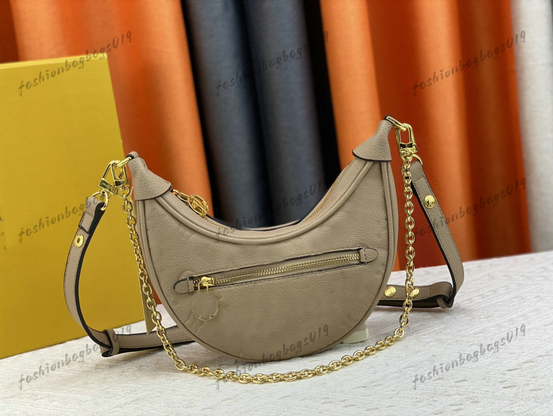 Sac en boucle de peinture à fleurs Croissant Baguette Half Moon Hobo Chain Cross Corps Tote Tote Lady Denim Underar Handbag Circle Zipper Purse M
