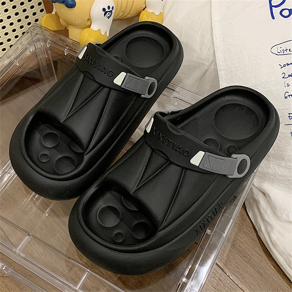 Women's letter slippers Beach slide Solid color men's thick soled indoor bathroom non-slip summer sand b932