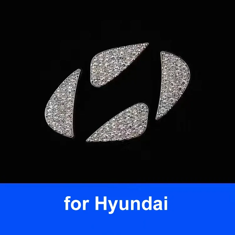 Car Bling Steering Wheel Logo Decal Sticker Interior Accessories Diamond Metal Emblem Fit for Hyundai Toyota Honda VW Nissan