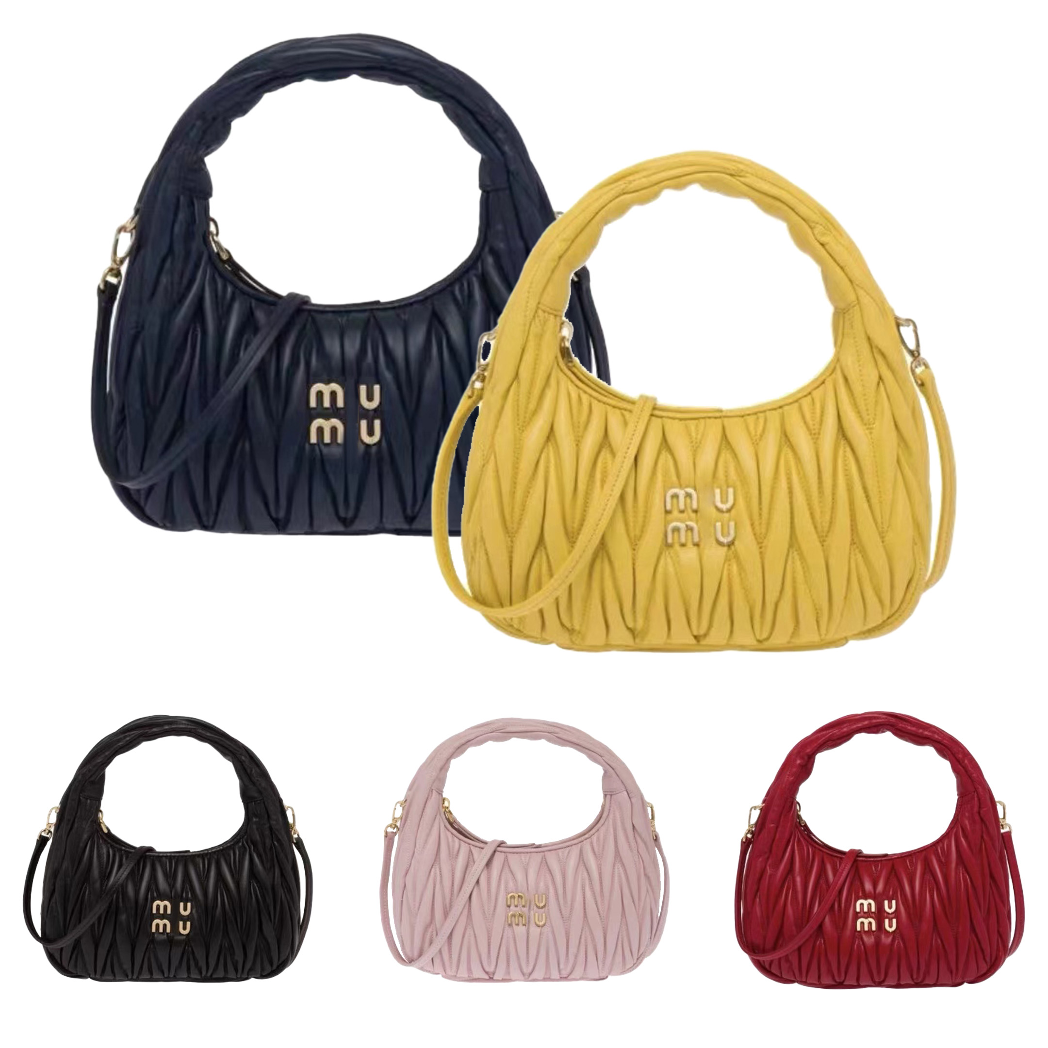 Black Wander Matelasse Luxury Designer underarm bag for woman purse clutch with shoulder strap tote bag mens Leather handbag satchel travel Crossbody half moon bags 