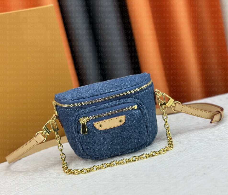 Designer Belt Bag Blue Denim Mini Bumbag Men Fanny Packs Women Luxury Waist Bags Cross Body Pouch Designers Jeans Bum Bag Denim Flower Handbags-image-996886416