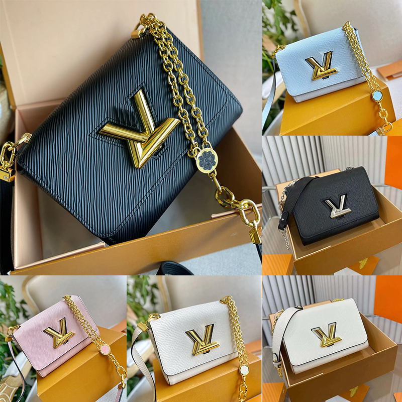10A Luxury Designer Twist Crossbody Bags Letter Hasp Contrast Color Handbags Women Stylish Twisty Shoulder Bag Purse Wallet Metal Chain V Shaped