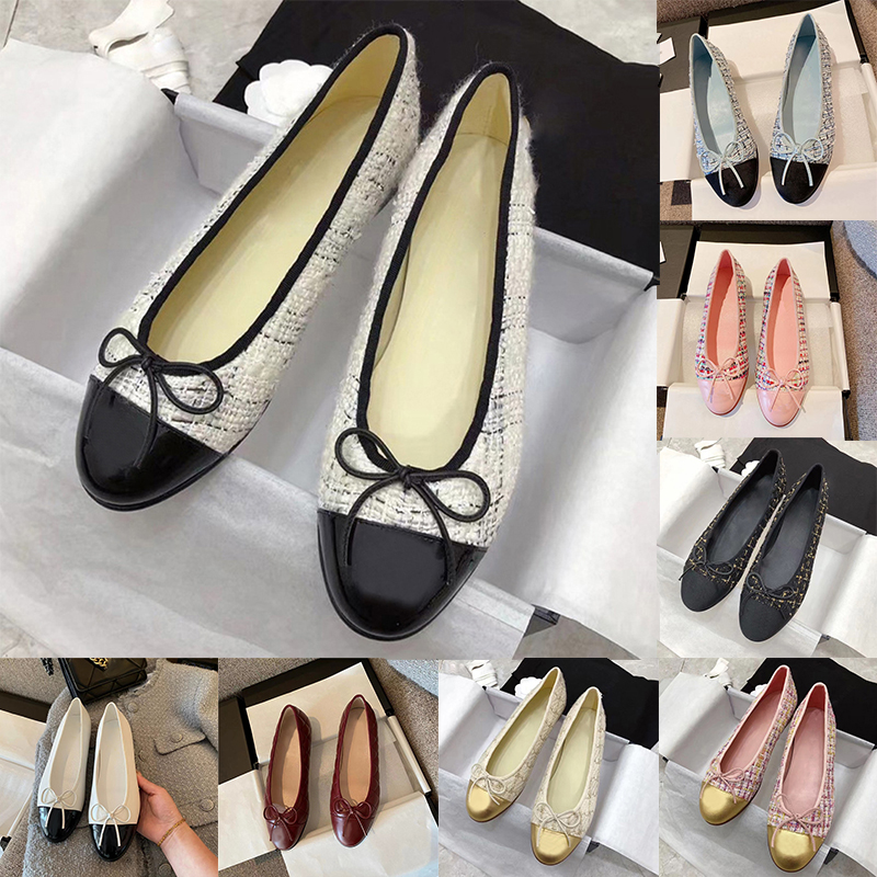 Designer chanells shoes paris brand luxurys Pink Black Ballet Flat women mens loafers Leather Casual Dance Shoe Slip on for womens shoes Round Toe L