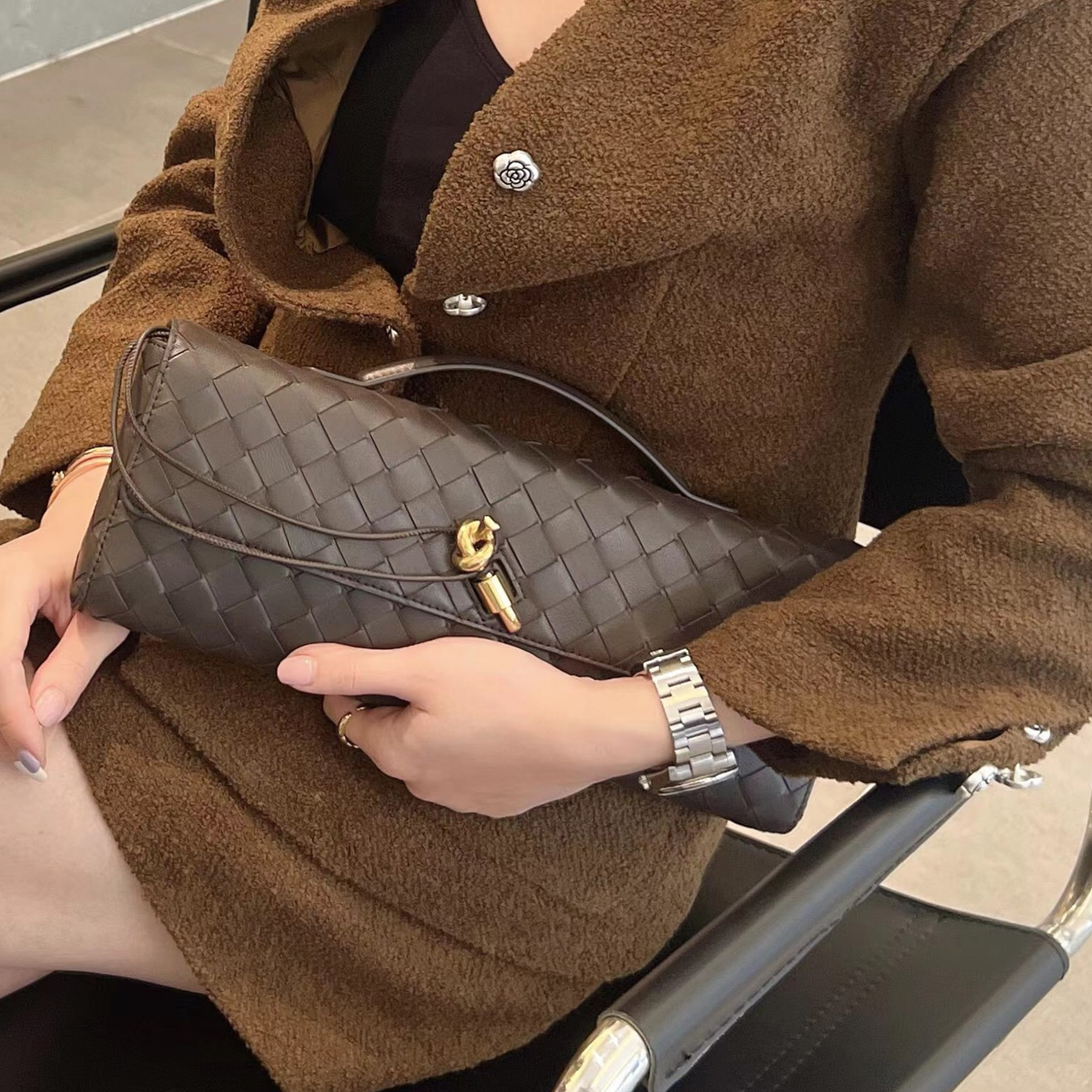 Top Quality 10A Andiamo Clutch Luxury Designer Genuine Leather Golden Hardware Tote Bag Credit Card Slots Handbag Fashion Women Casual Shopping Purs